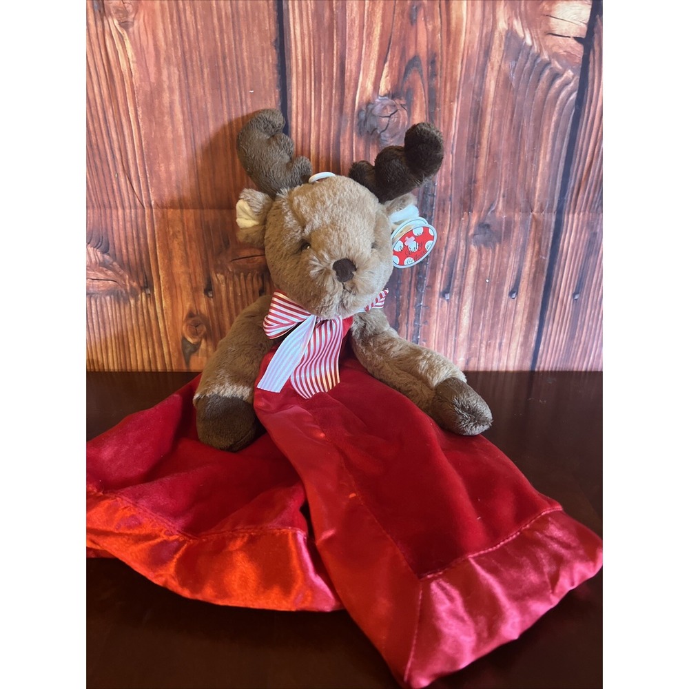 Bearlington Baby First 1st Christmas Red Security Blanket Reindeer